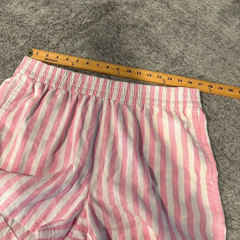 Old Navy Shorts Womens Coastal Pink White Striped Linen Blend Large Boho 21302